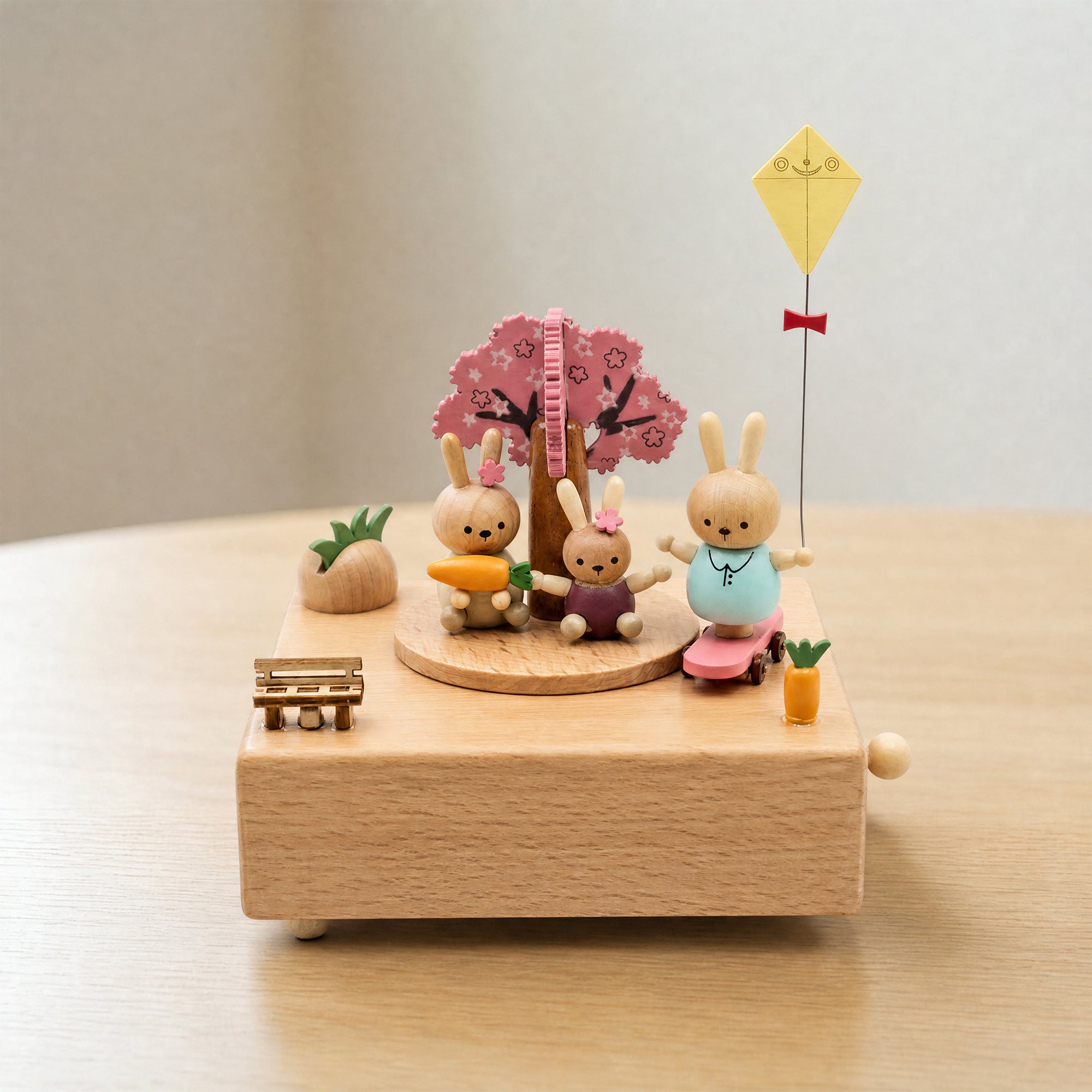 Personalized Engraved Rabbit and Kite Music Box