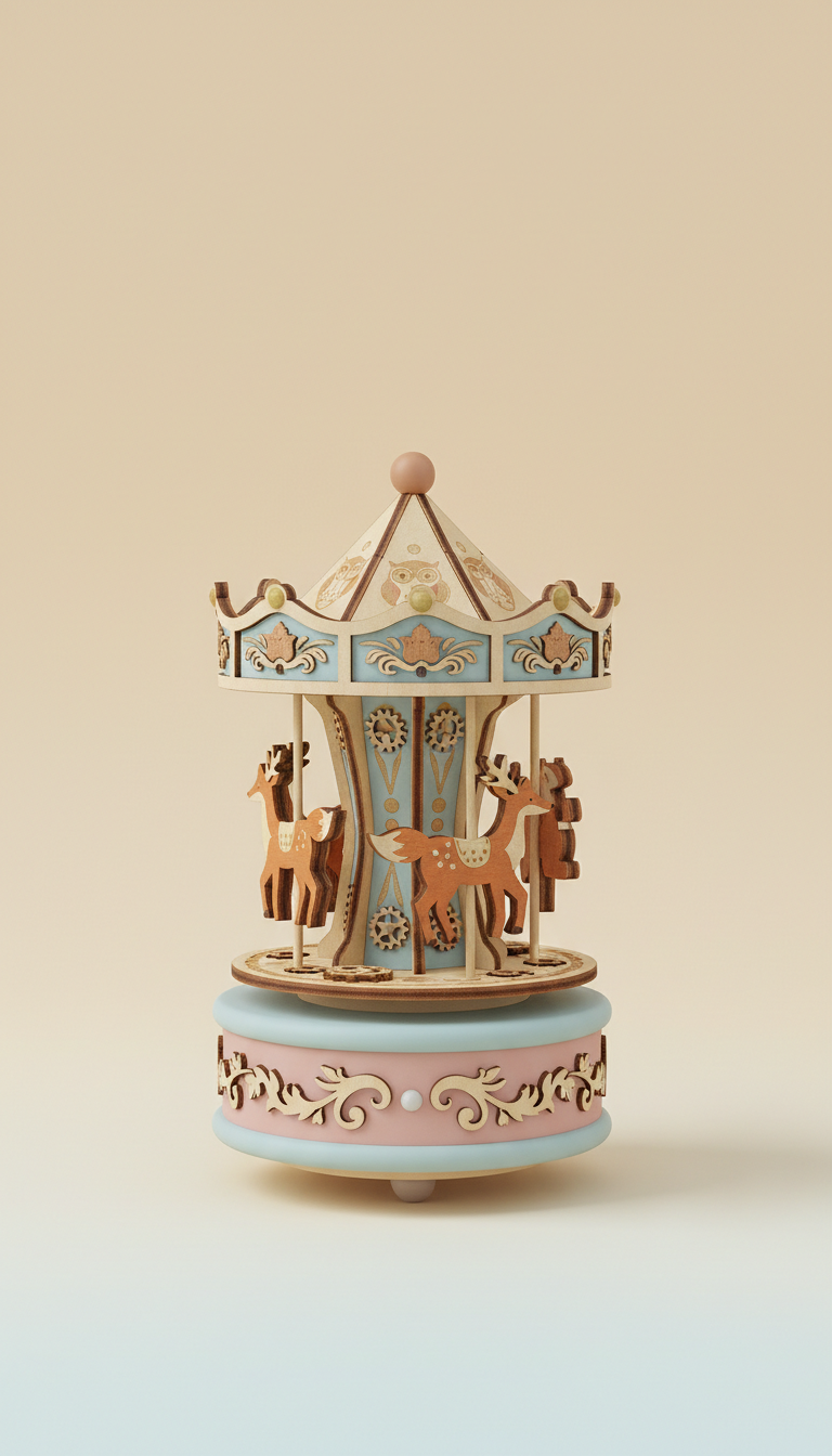 Woodland animal carousel music box