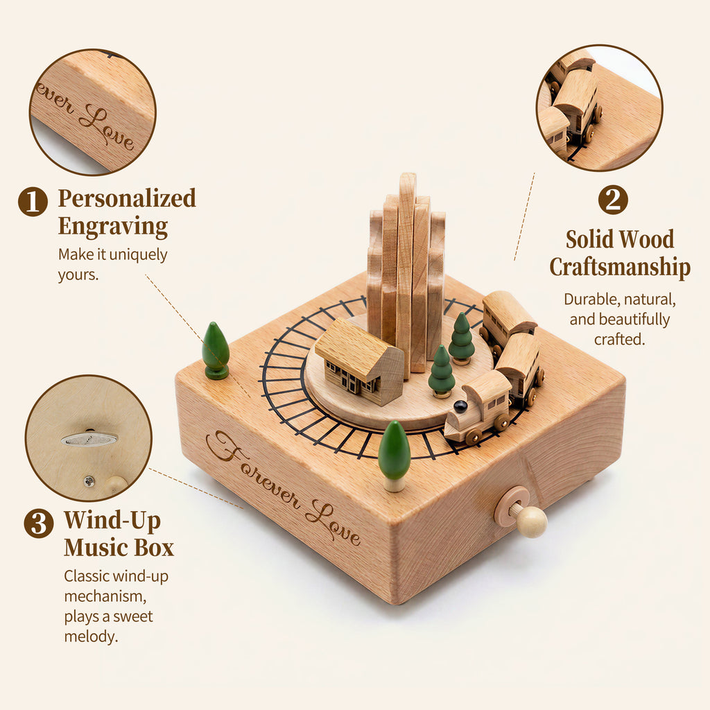 Rotating Mini Train Music Box