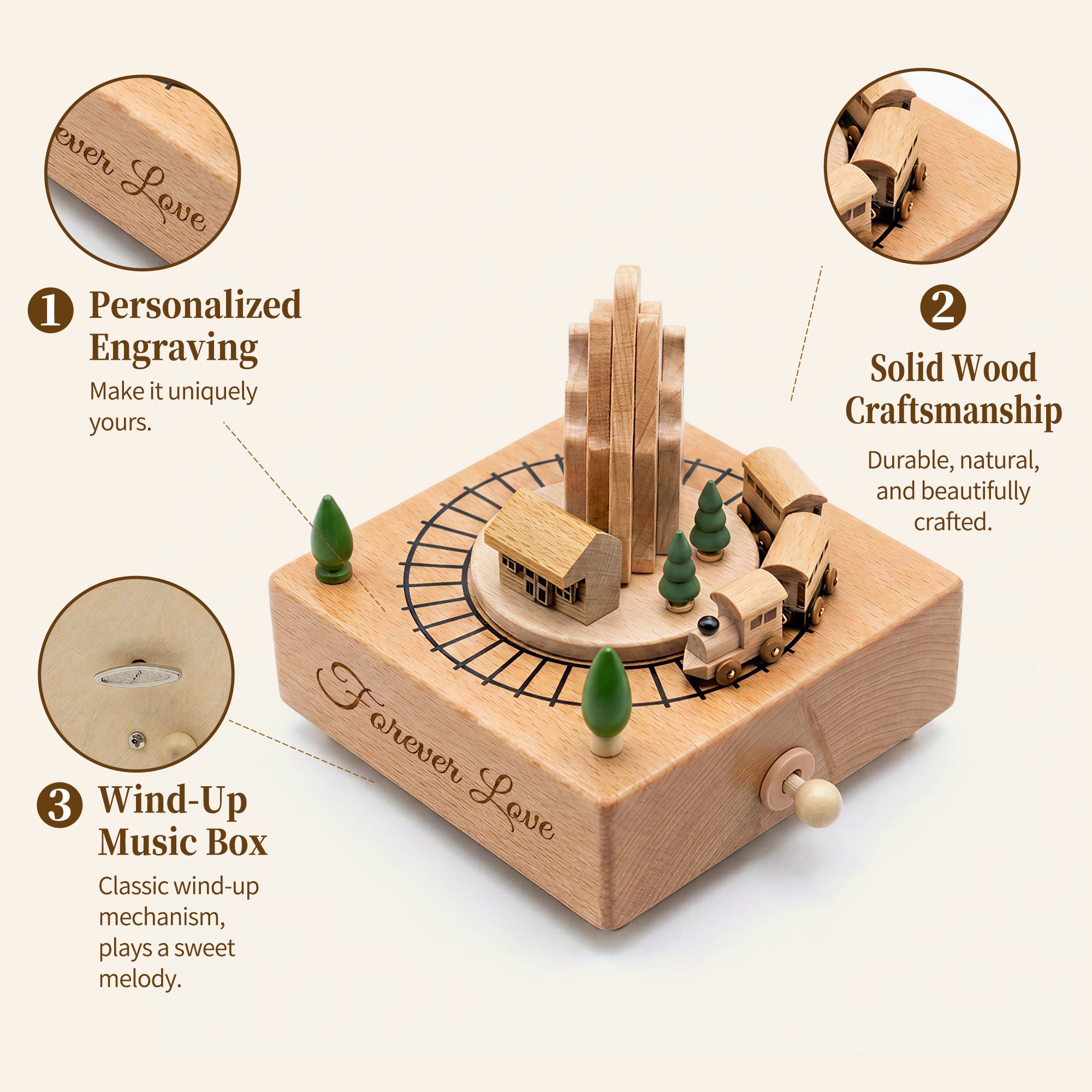Rotating Mini Train Music Box