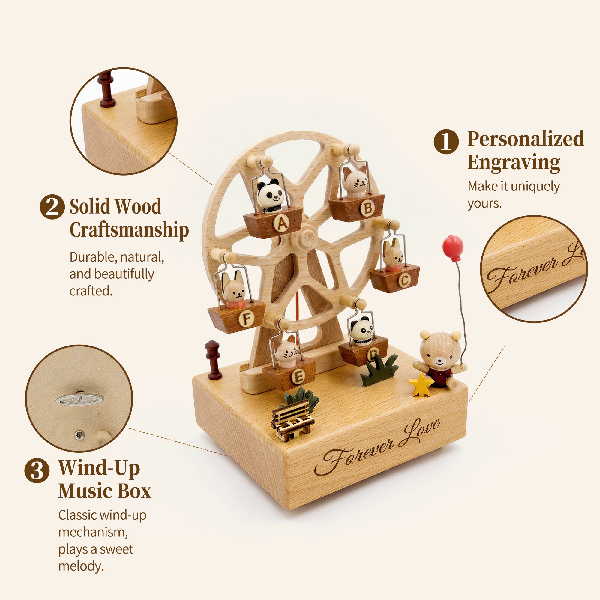 Forest Animals Ferris Wheel Music Box