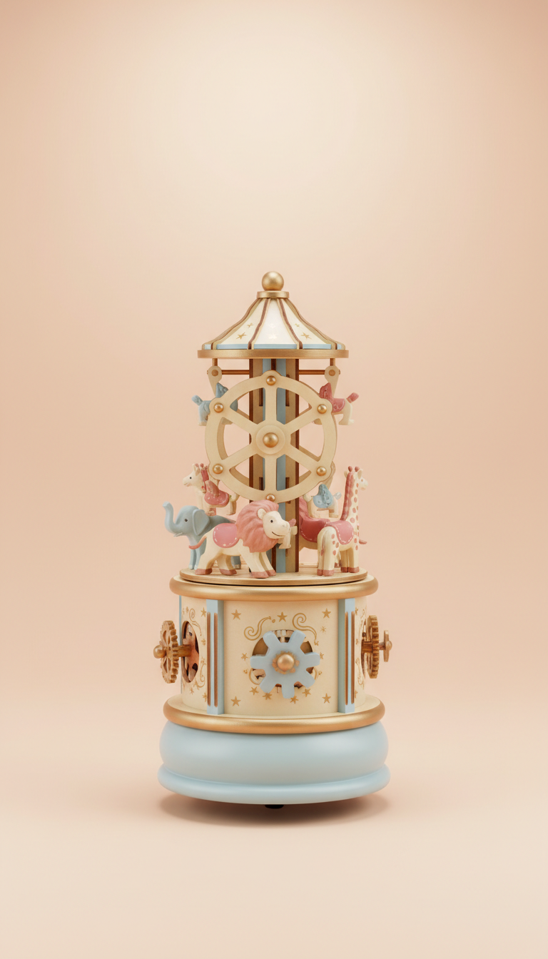 Rotating circus menagerie music box