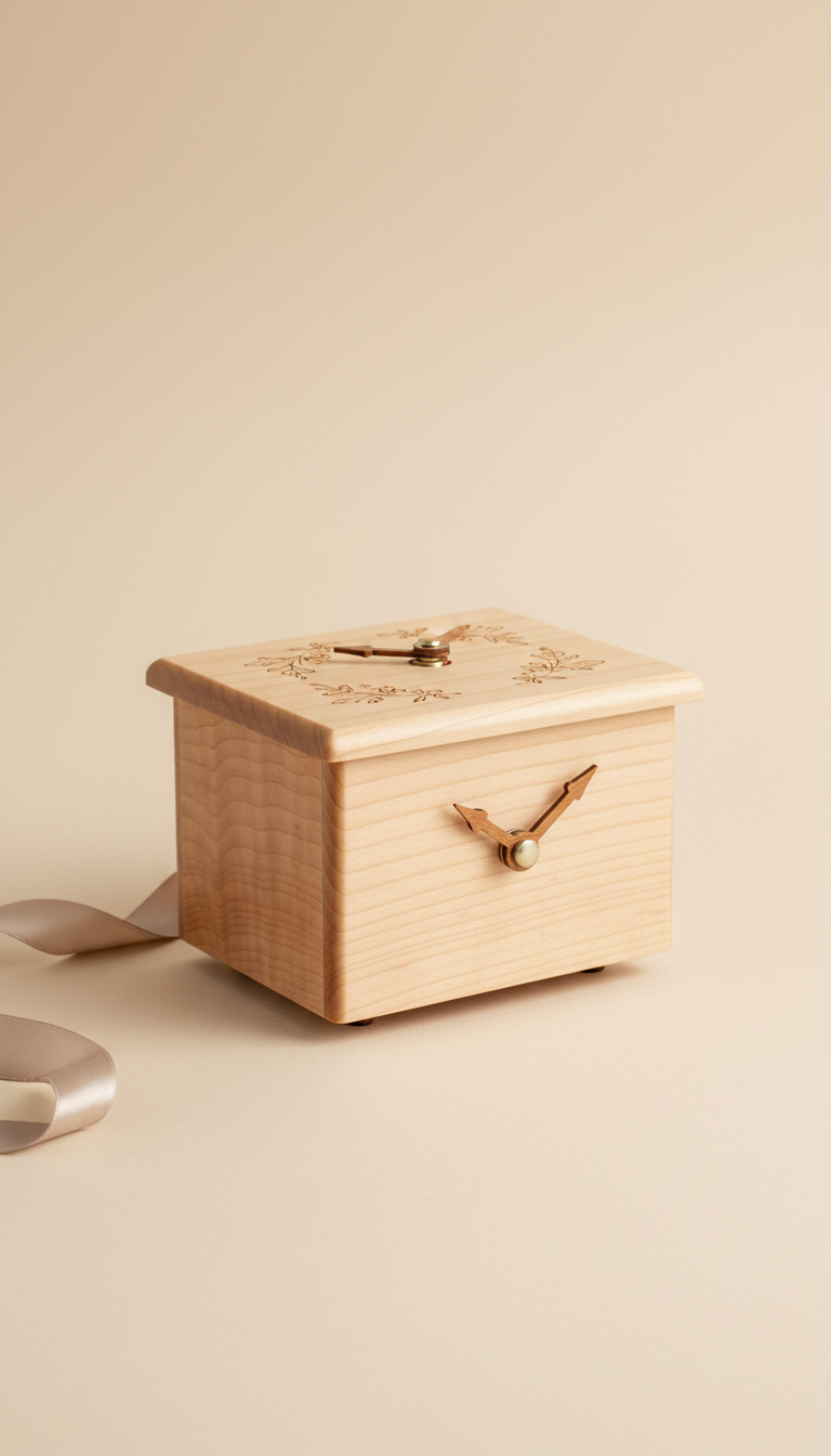 Maple Clock-Style Music Box